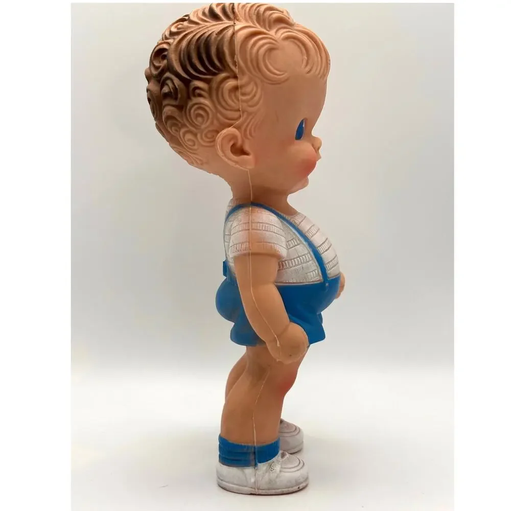 Vintage Ruth B. Newton Sun Rubber Co. Boy Blue Overalls/Shorts, Squeaky Doll